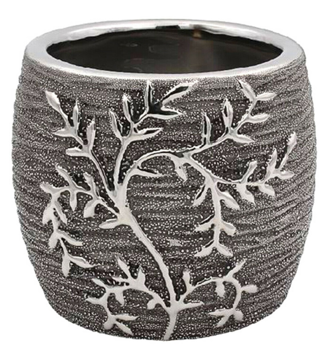 Ghiveci - Gunmetal Leaves Planter, Mic | Lesser & Pavey