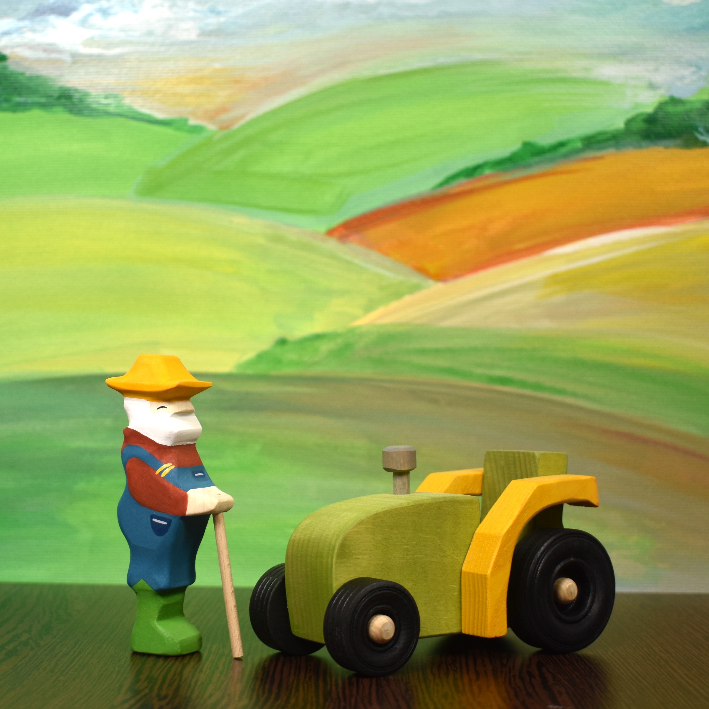 Jucarie din lemn - Farmer John si Tractorul lui | Vulps Toys - 3 | YEO