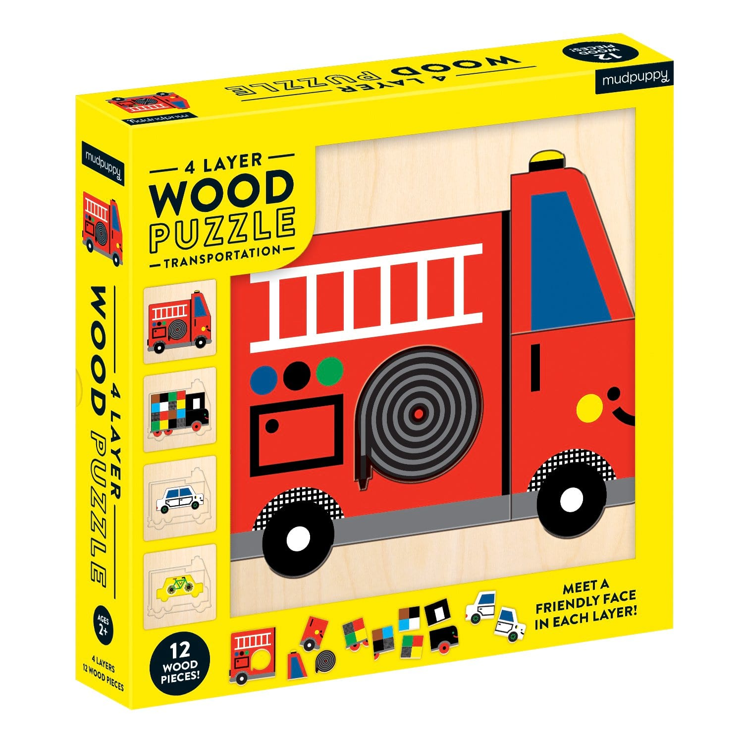 Puzzle din lemn - Transportation 4 Layer | Mudpuppy