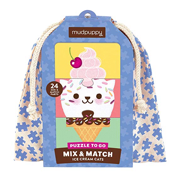 Sacosa cu puzzle - Ice Cream Cats Mix & Match Puzzle to Go | Mudpuppy