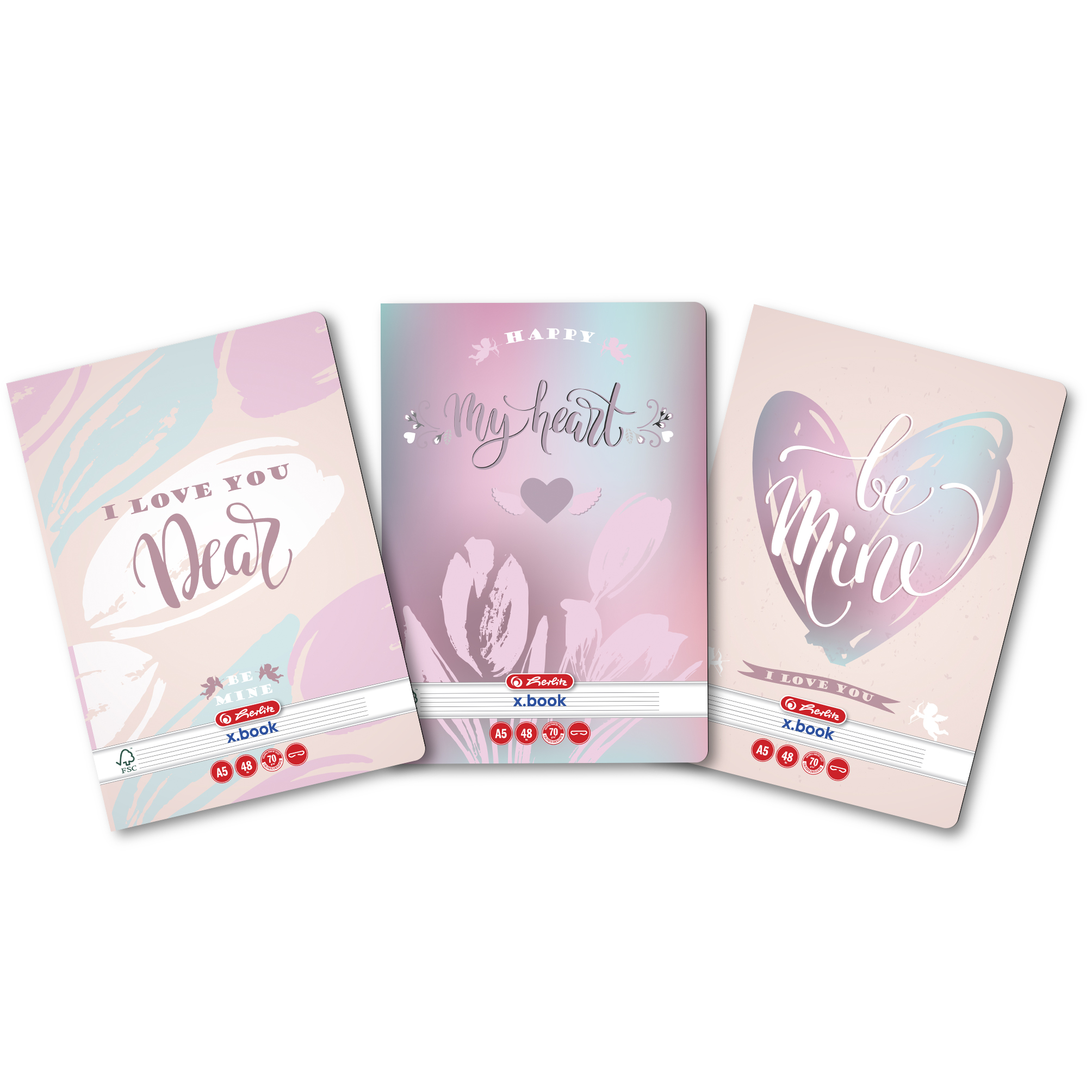 Caiet - Be Mine - Dictando, A5, 48 file (mai multe modele) | Herlitz