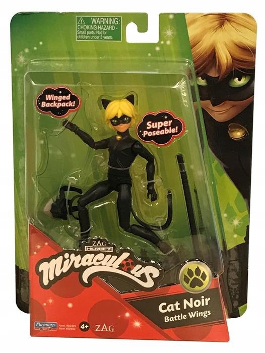 Figurina - Miraculous - Cat Noir, Battle Wings | Playmates Toys