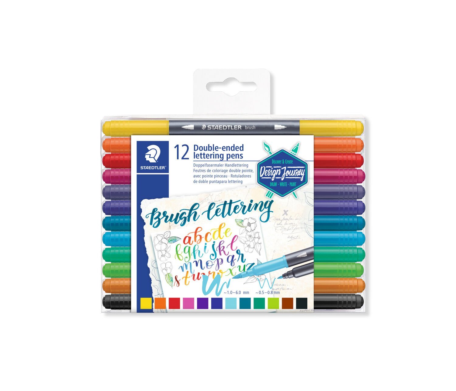 Set 10 carioci - Double-Ended Brush Lettering - Assorted Colours | Staedtler
