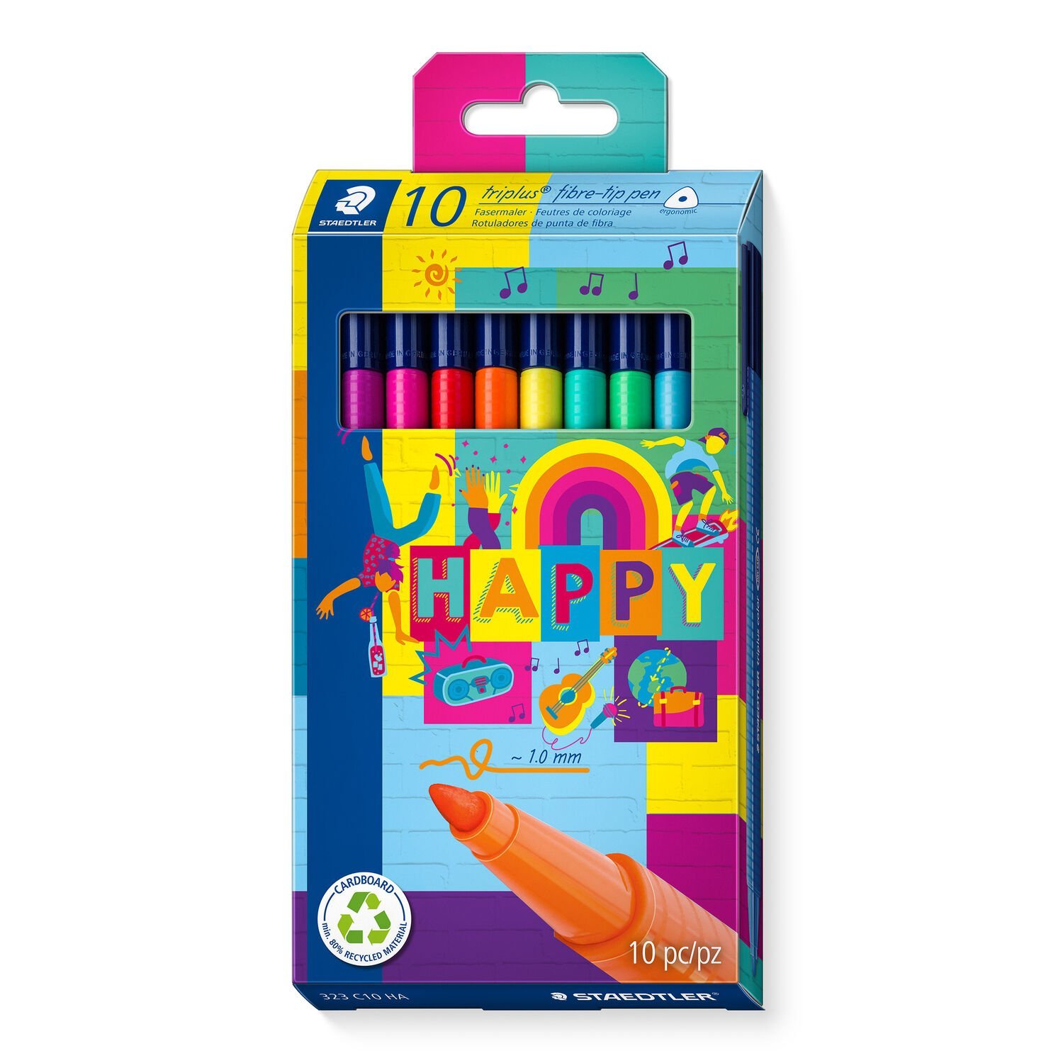 Set 10 carioci - Triplus - Triangular - Happy | Staedtler