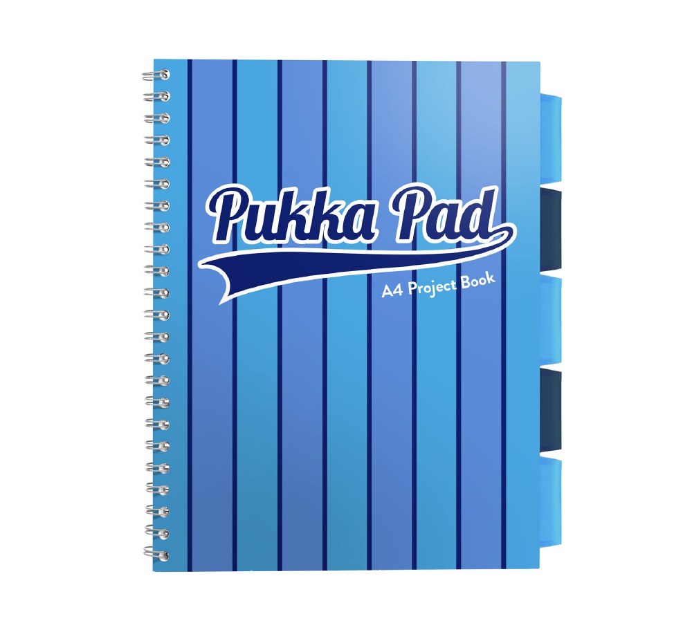 Caiet A4 dictando, cu spirala si separatoare - Project Book - Albastru | Pukka Pad