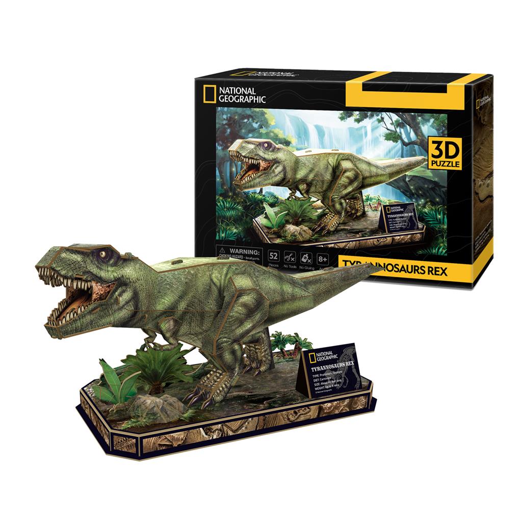 Puzzle 3D - Tyrannosaurus Rex, 52 piese | Cubic Fun