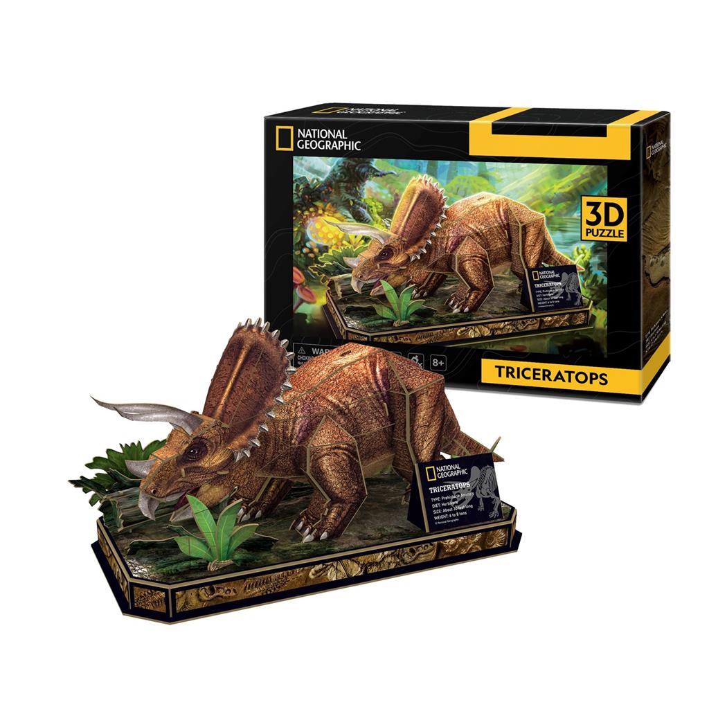 Puzzle 3D - Triceratops, 44 piese | Cubic Fun