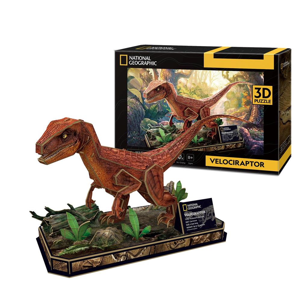 Puzzle 3D - Velociraptor, 63 piese | Cubic Fun