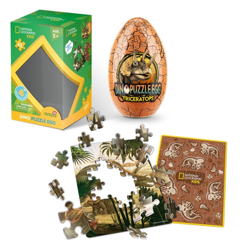Puzzle 63 piese - National Geographic Kids - Triceratops | CubicFun