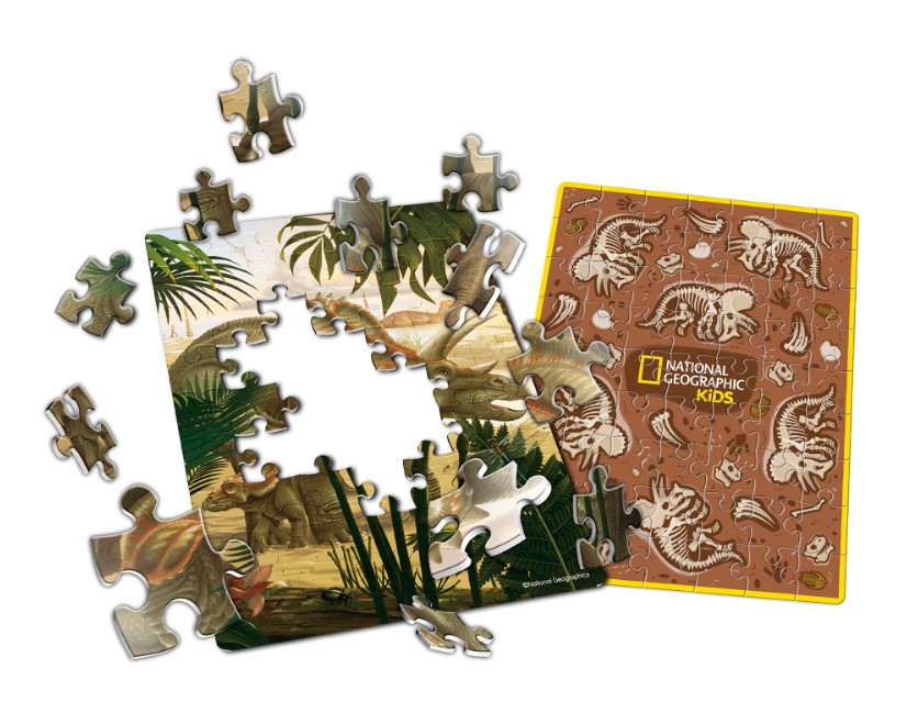 Puzzle 63 piese - National Geographic Kids - Triceratops | CubicFun - 1