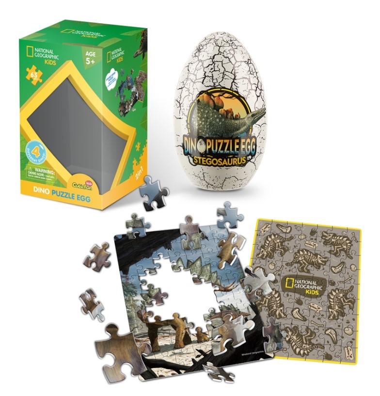 Puzzle 63 piese - National Geographic Kids - Stegosaurus | CubicFun - 2