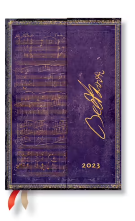 Agenda 2023 - 12-Month - Mini, Horizontal, Week-at-a-Time, Wrap - Beethoven, Violin Sonata No. 10 | Paperblanks