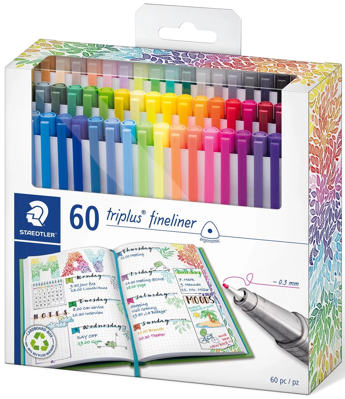 Set 60 carioci cu varf subtire - Triplus Fineliner | Staedtler - 4 | YEO