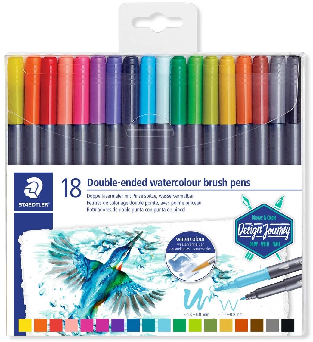 Set 18 carioci colorate cu doua capete - Design Journey 3001 | Staedtler