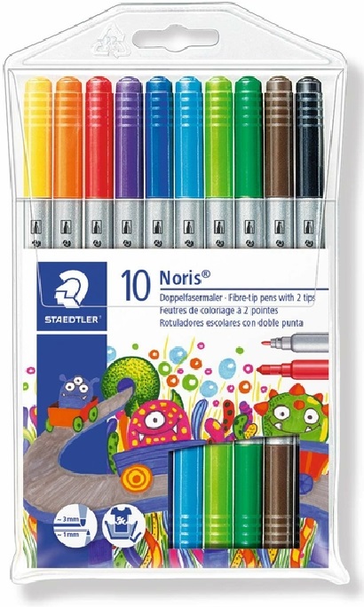 Set 10 carioci colorate cu doua capete - Noris 320 | Staedtler - 2 | YEO