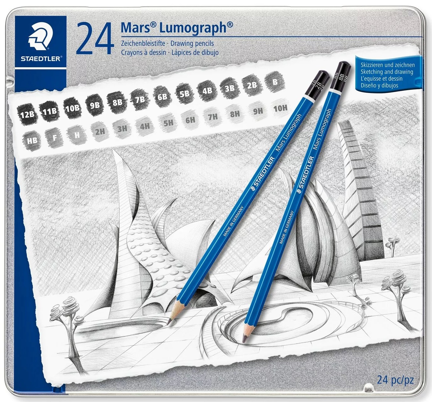 Set 24 creioane - Mars Lumograph | Staedtler - 6 | YEO