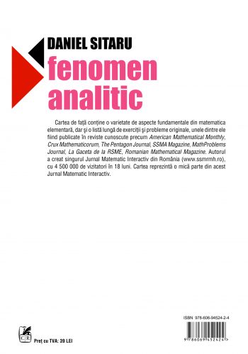 Fenomen analitic | Daniel Sitaru Cartea Romaneasca poza bestsellers.ro