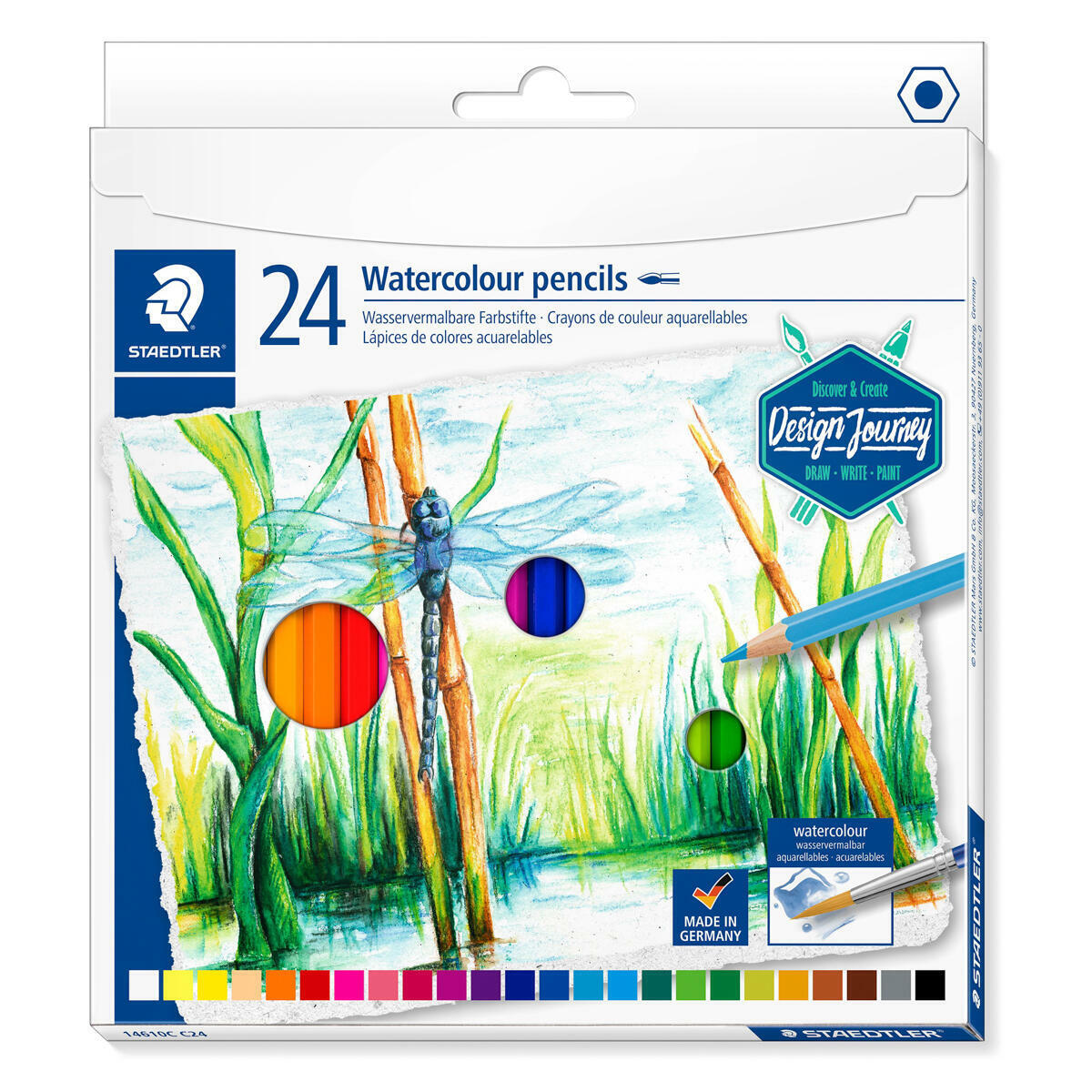 Set creioane colorate tip acuarela - Aquarell, 24 buc | Staedtler