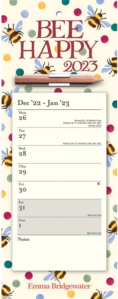Calendar 2023 - Week-to-View Magnetic Memo Slim - Emma Bridgewater - Polka Dot and Bee | Carousel