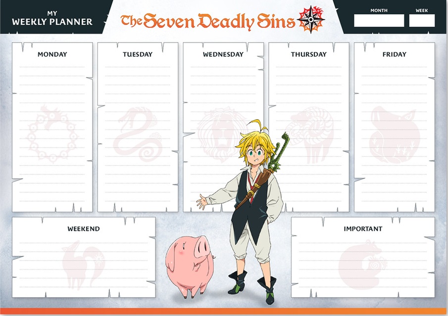 Planner saptamanal - The Seven Deadly Sins | Grupo Erik