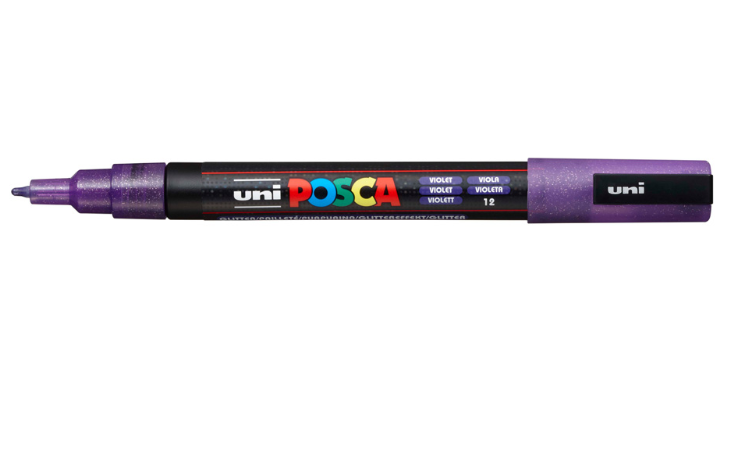 Marker Posca 0.9 - 1.3 mm - Violet cu Sclipici | Uni - 1 | YEO