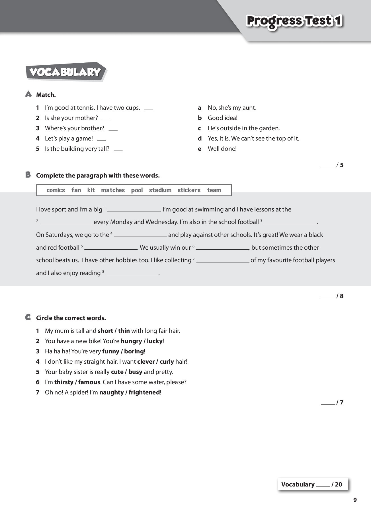 Amazing English 1. Test Book (without Answer Key) | Cindy Lee - 3 | YEO