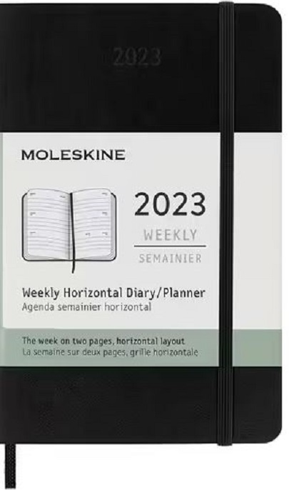 Agenda Moleskine 2023 - 12 M, Weekly Horizontal Diary/ Planner, Pocket, Soft Cover - Black | Moleskine - 4 | YEO