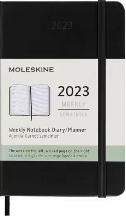 Agenda Moleskine 2023 - 12M, Weekly Notebook Diary/ Planner, Pocket, Hardcover - Black | Moleskine - 5 | YEO