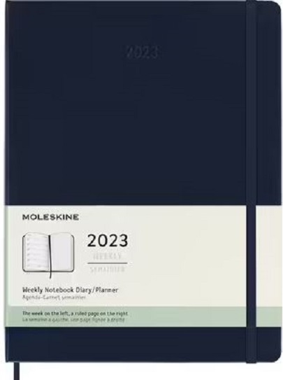Agenda Moleskine 2023 - 12M, Weekly Notebook Diary/ Planner, Extra Large, Hardcover - Sapphire Blue | Moleskine