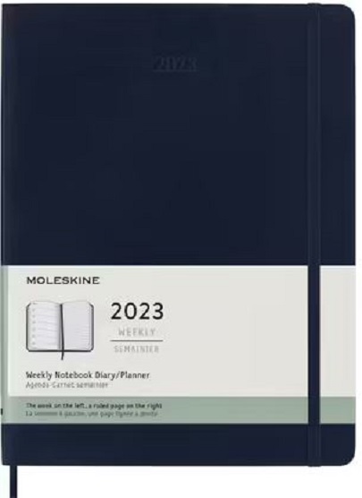 Agenda Moleskine 2023 - 12M, Weekly Notebook Diary/ Planner, Extra Large, Soft Cover - Sapphire Blue | Moleskine