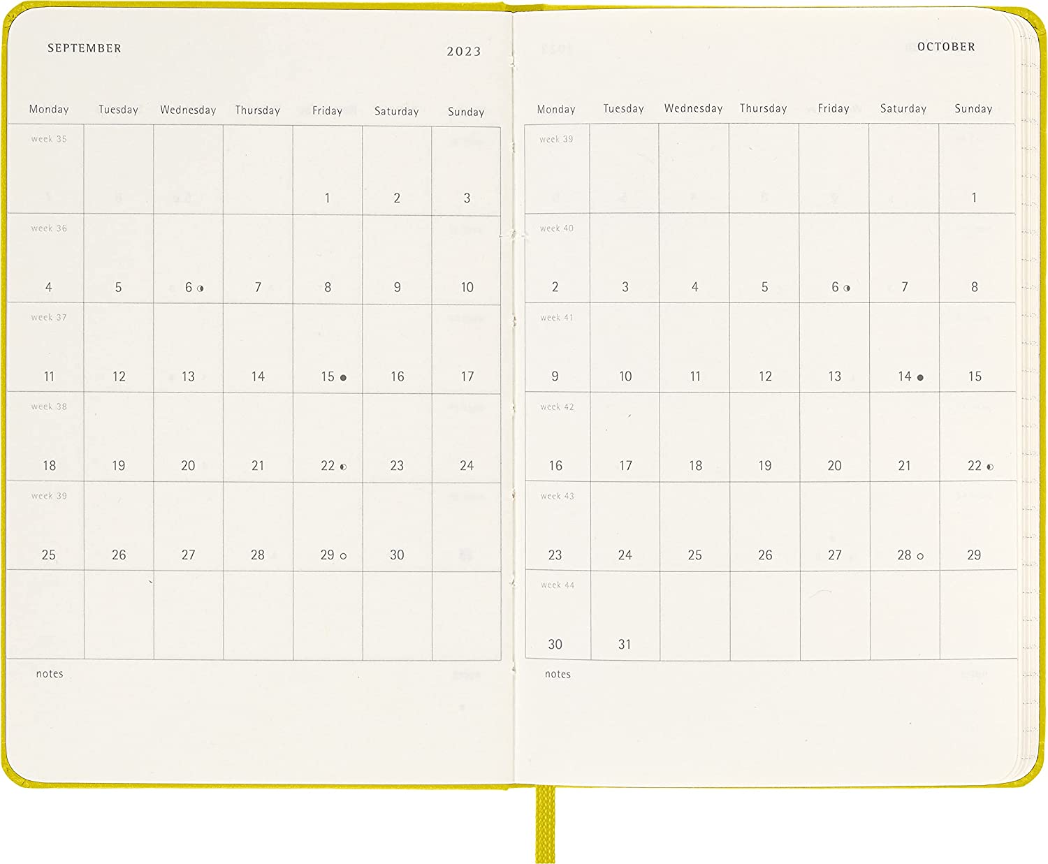 Agenda 2023 - 12-Months Weekly Planner - Pocket, Hard Cover - Hay Yellow | Moleskine - 3 | YEO