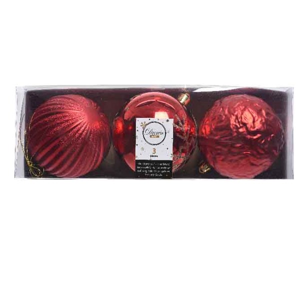 Set 3 globuri - Proof bauble Mix - Christmas Red | Kaemingk - 1 | YEO