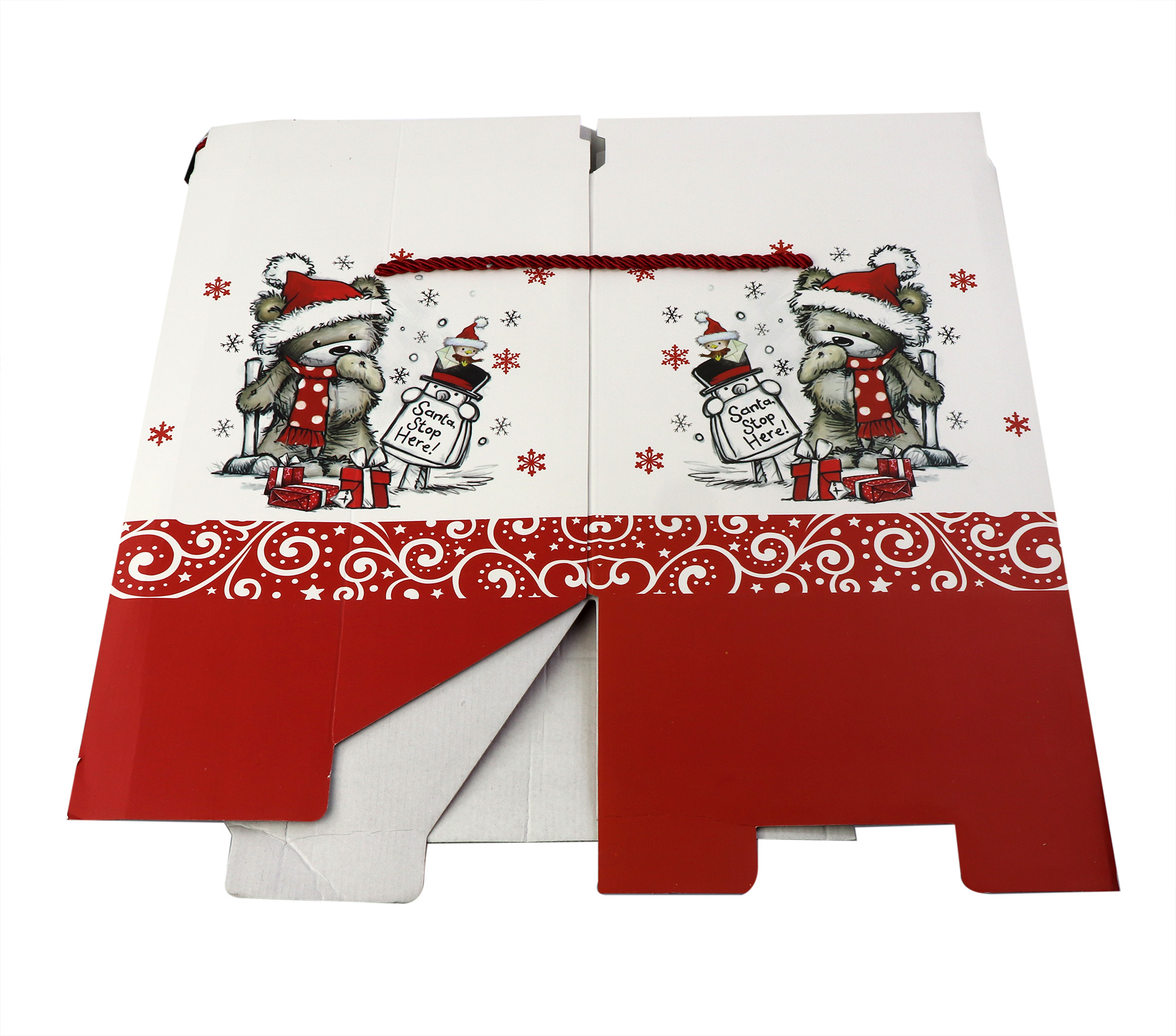 Cutie cadou -Bear Santa Stop Here, 20x20x23cm | Kaemingk