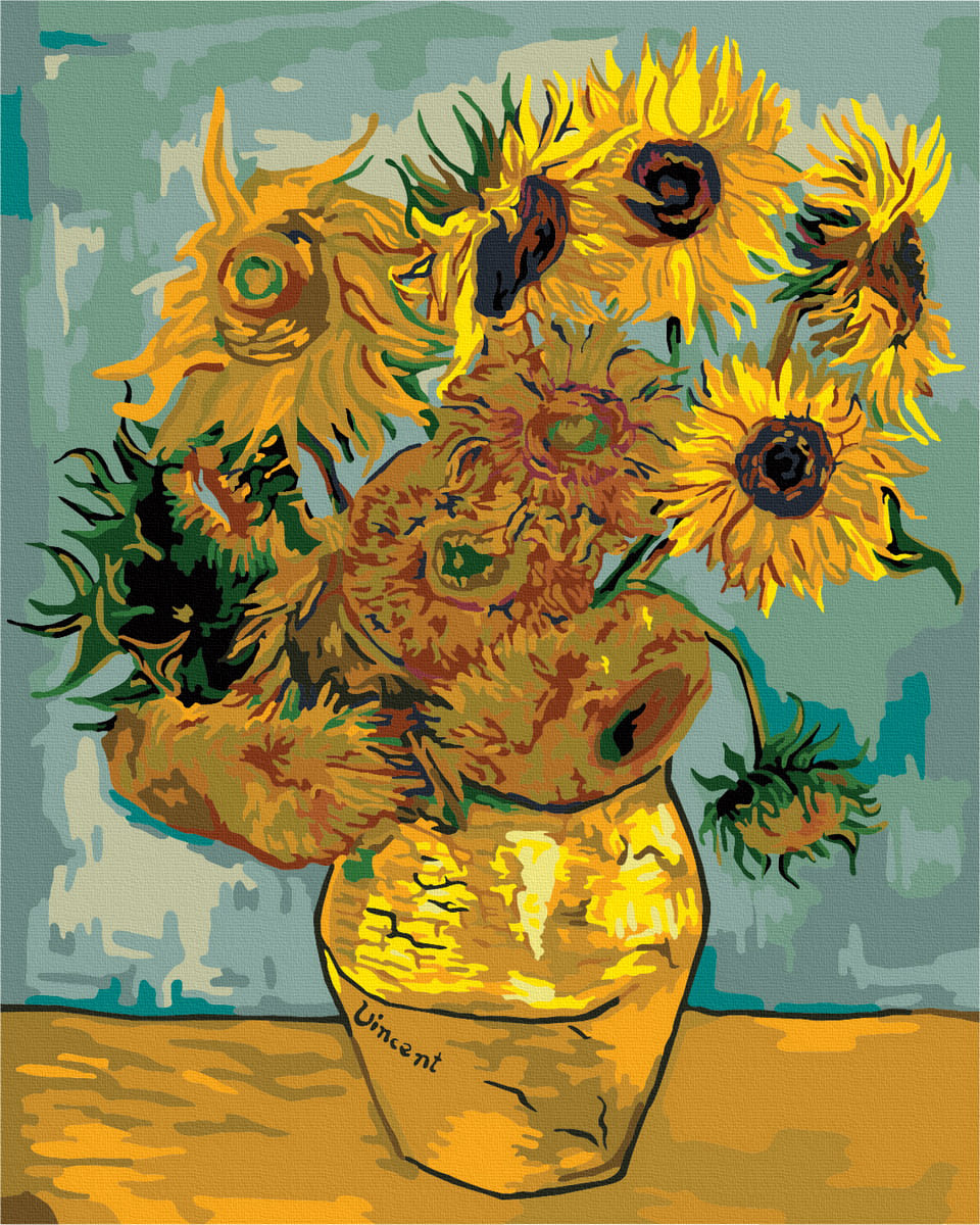 Set pictura pe numere - Floarea soarelui Van Gogh, 50x65 cm | Acuarello