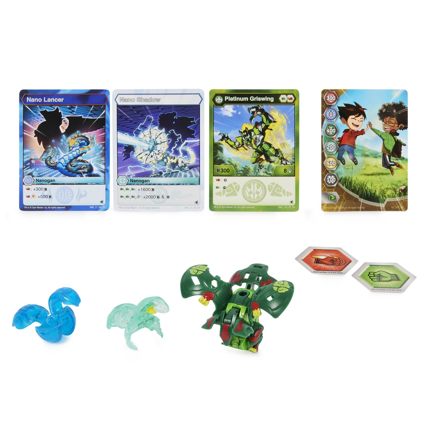 Set 3 jucarii - Bakugan Evolutions S4 - Platinum Powerup - Griswing, Nano Shadow si Nano Lancer | Spin Master