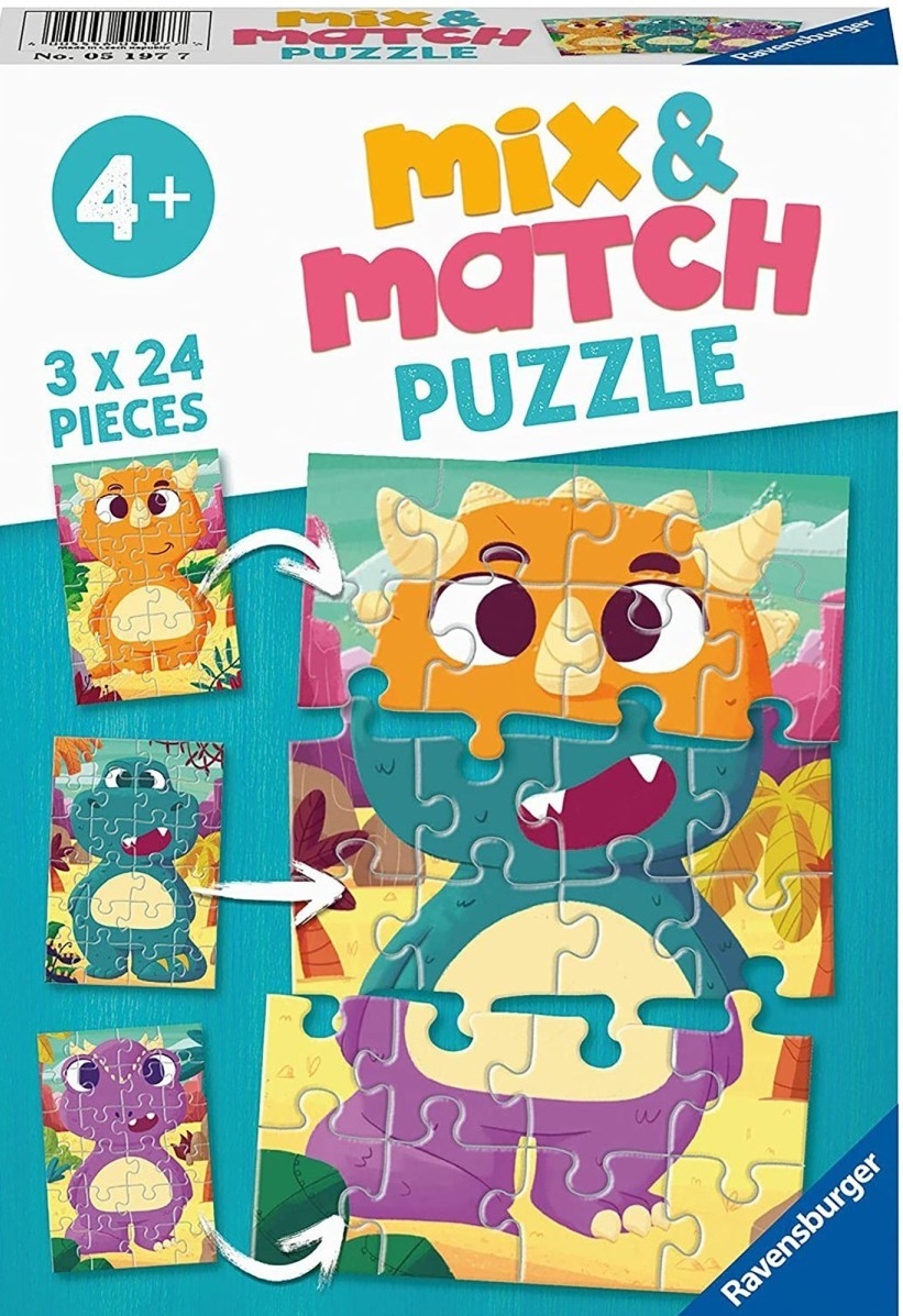 Puzzle 3x24 de piese - Mix&Match Dinozauri | Ravensburger
