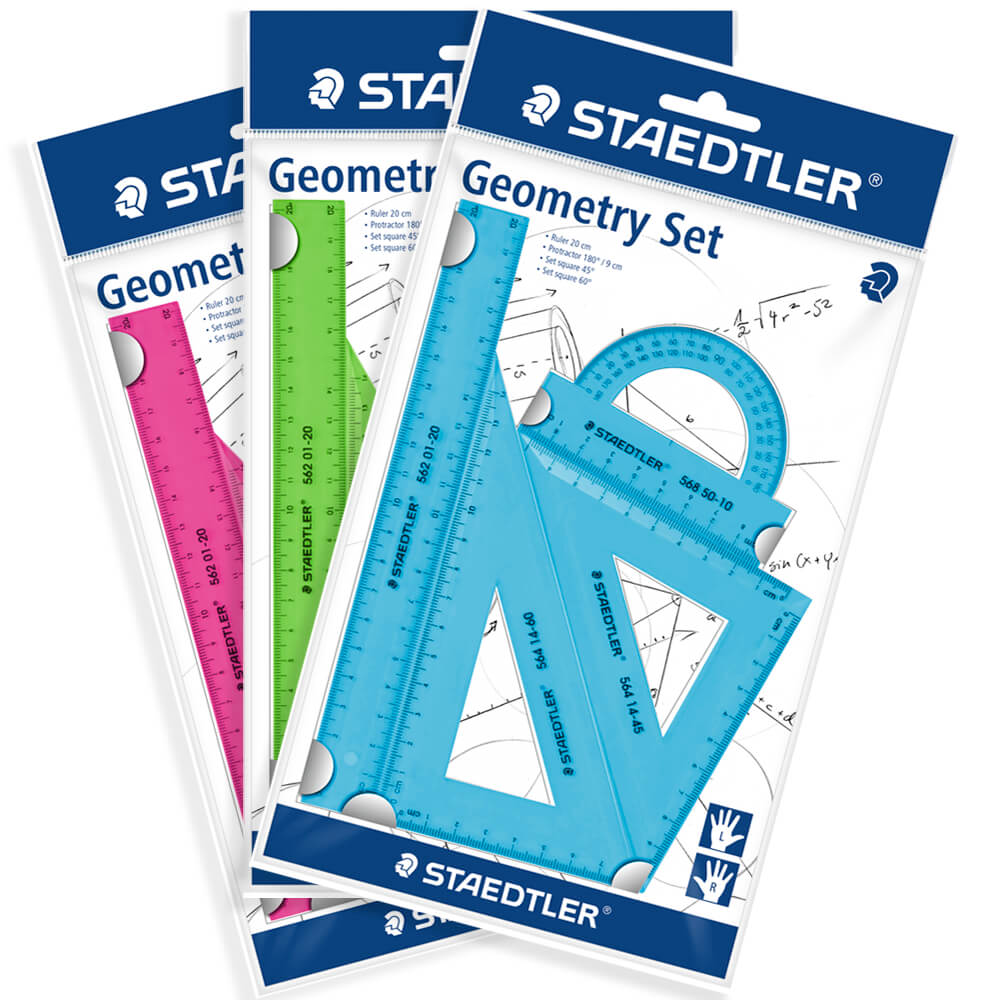 Set geometrie - Raportor, rigla, echer - Mai multe culori | Staedtler