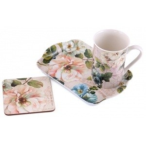 Cana portelan cu tava si suport pahar - Beautiful Garden Time For Tea | Creative Tops