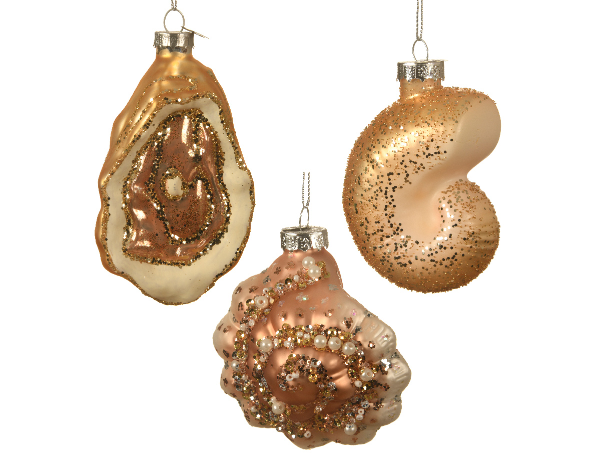  Ornament brad - Shell Glass - Gold, mai multe modele | Kaemingk 