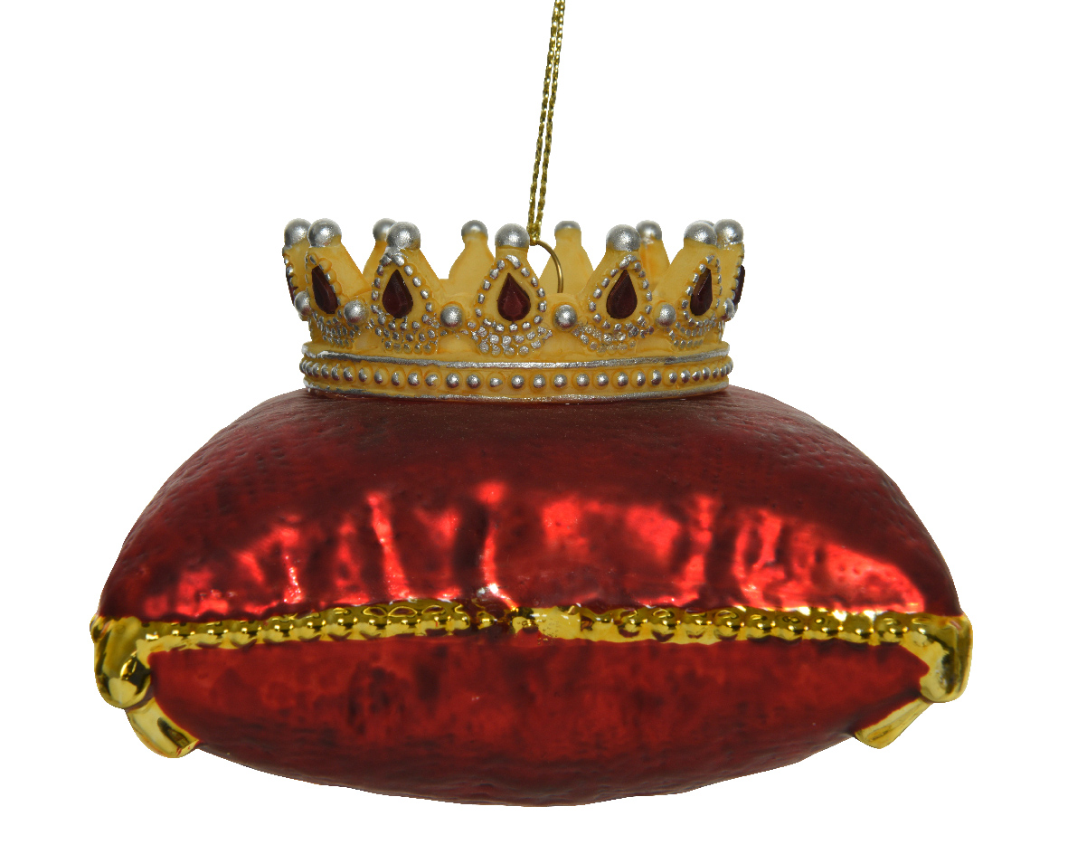 Ornament brad - Crown Glass Matt Color - Christmas Red-Gold | Kaemingk