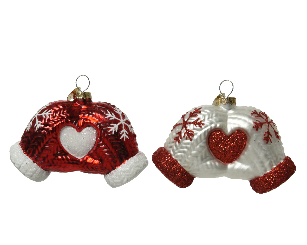 Ornament brad - Glove Glass Matt Snowflake - doua culori - pret pe bucata | Kaemingk