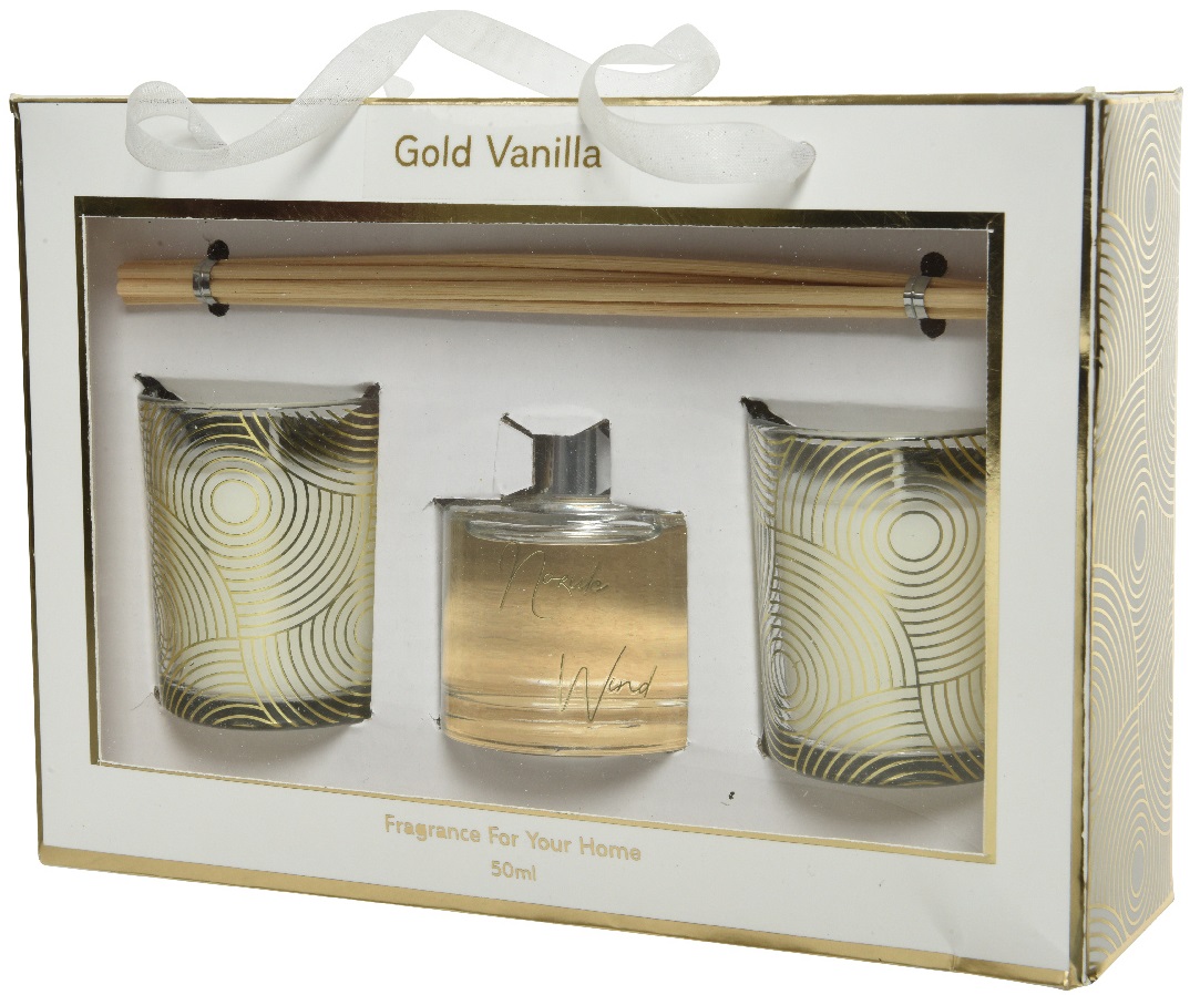  Set parfum de camera + 2 lumanari - Gold Vanilla | Kaemingk 