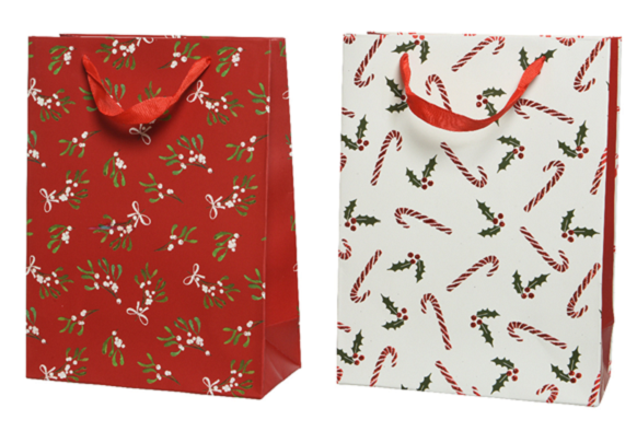 Punga cadou - Giftbag Paper Christmas Mistletoe-Holly, M - mai multe modele | Kaemingk