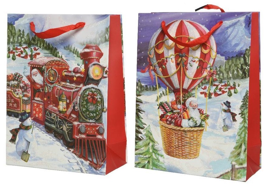 Punga cadou - Giftbag Paper Christmas Scenery, L - mai multe modele | Kaemingk