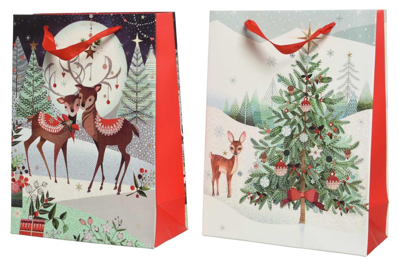 Punga cadou - Giftbag Paper Christmas Reindeer, L - mai multe modele | Kaemingk