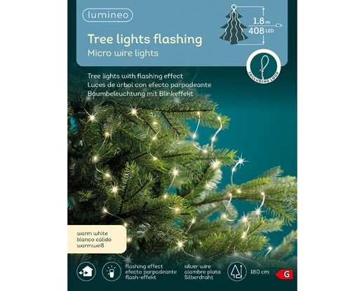 Ghirlanda de luminite - Micro LED Tree Bunch Flashing Effect Silver Wire Warm White - Outdoor | Kaemingk - 2 | YEO