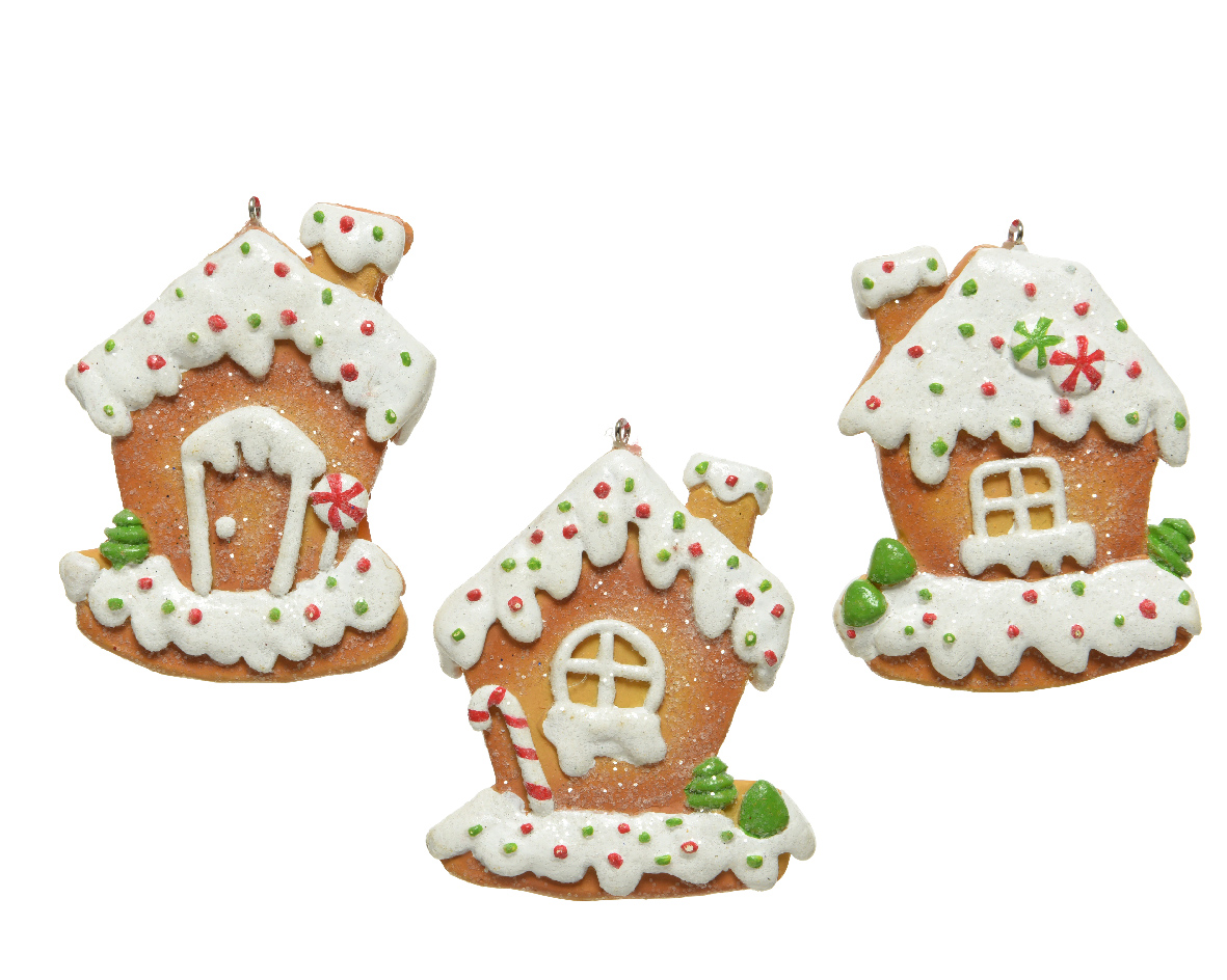 Ornament brad - Gingerbread Polyresin with Snow Fin - Biscuit, mai multe modele | Kaemingk