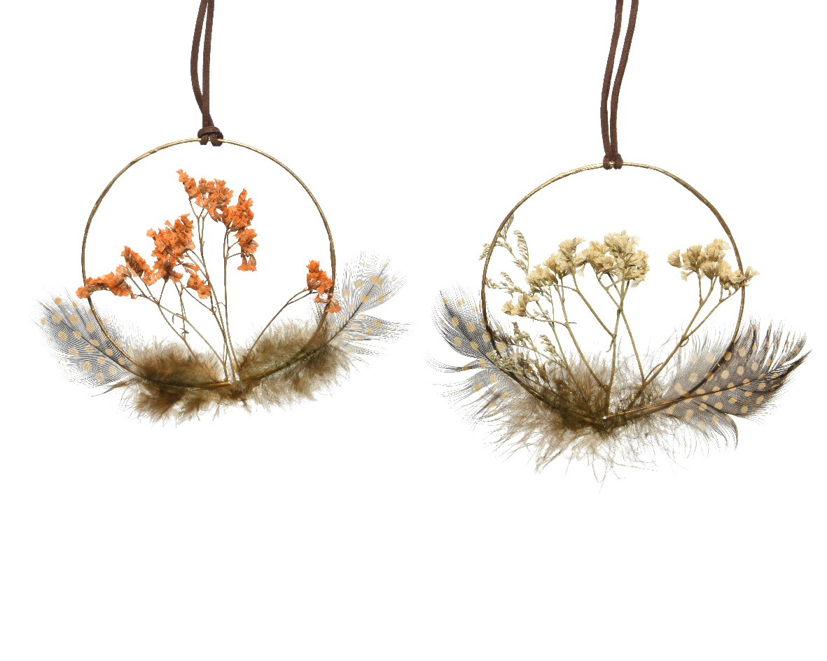 Ornament brad - Ring Iron with Dried Flower - doua modele - pret pe bucata | Kaemingk