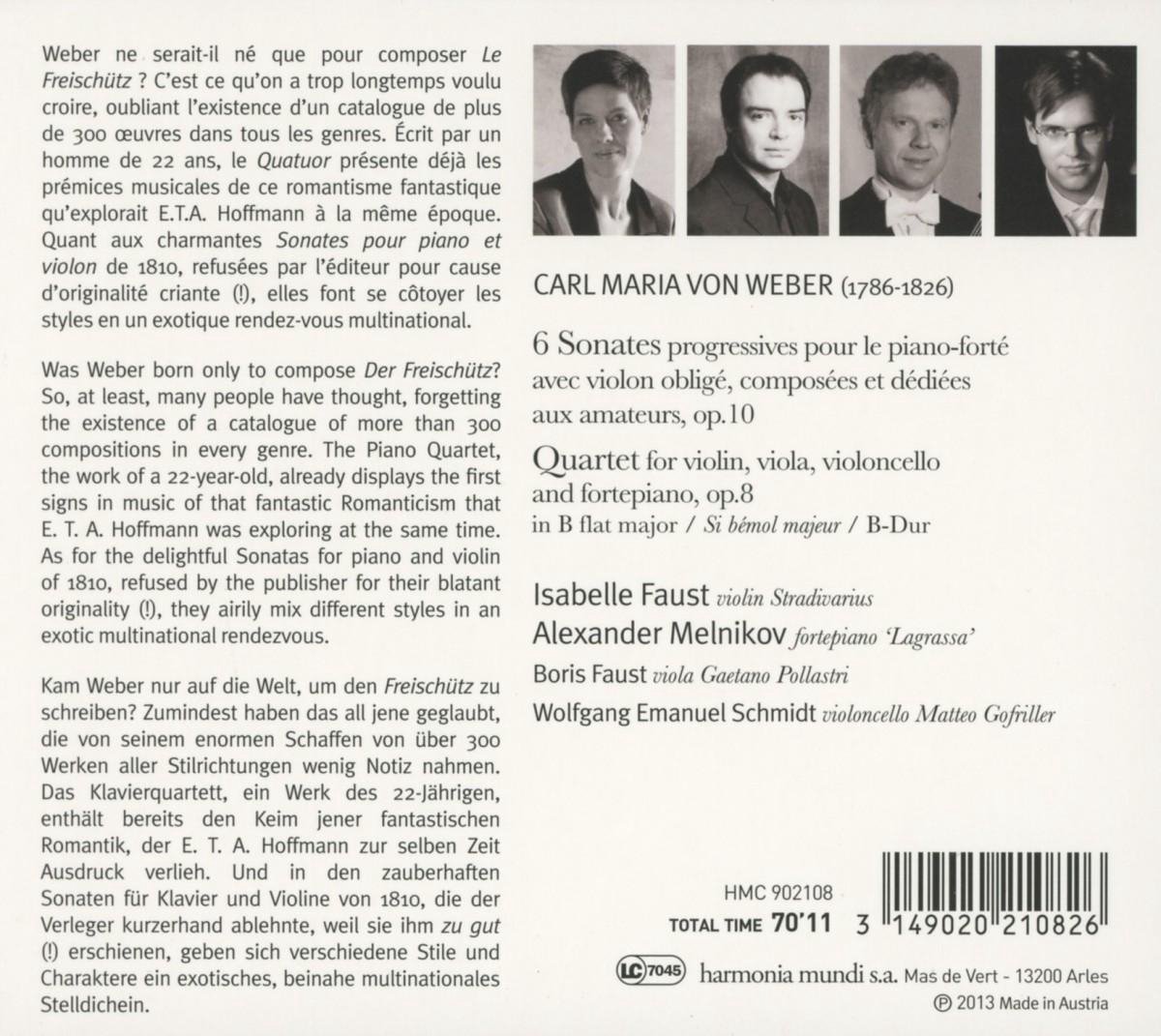 Sonatas for Violin & Piano | Carl Maria Von Weber, Isabelle Faust, Alexander Melnikov