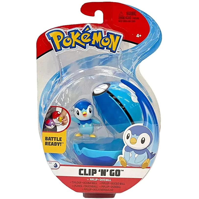 Figurina - Pokemon Clip \'n\' Go - Piplup & Dive Ball | Jazwares